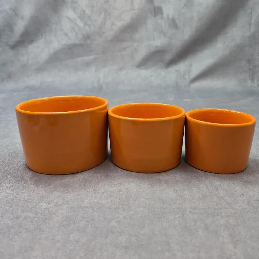 Mason Craft & and More 3 Piece Orange Nesting Bowls Ramekins Ceramic 8-10-16 oz.